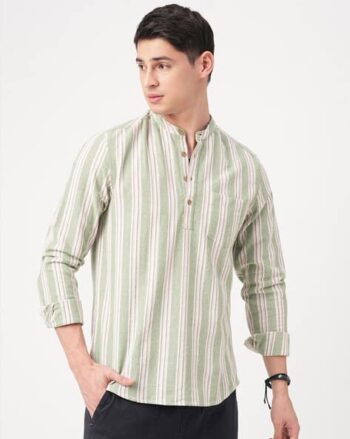 Men Striped Slim Fit Short Kurta