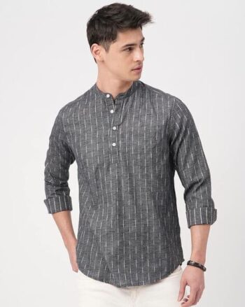 Men Striped Slim Fit Short Kurta