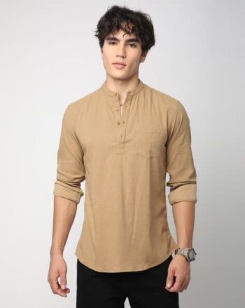 Men Slim Fit Mandarin-Collar Kurta