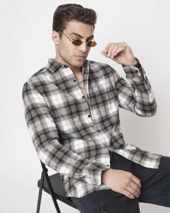Men Slim Fit Shirt with Button-Down Collar