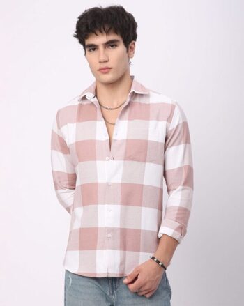 Windowpane Checks Slim Fit 60'S Giza Cotton Shirt
