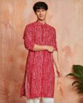 Men Bandhani Print Regular Fit Long Kurta