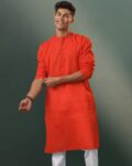 Men Ribbed Regular Fit Long Kurta