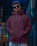 Men Loose Fit Sweatshirt with Half-Zip Closure