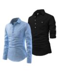 Men Slim Fit Short Kurta with Spread Collar