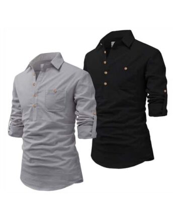 Pack of 2 Men Slim Fit Short Kurtas