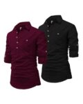 Men Pack of 2 Slim Fit Short Kurtas
