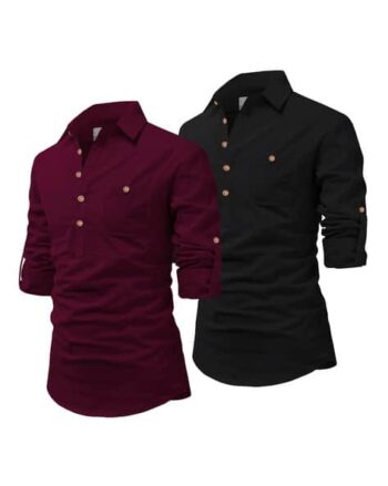 Men Pack of 2 Slim Fit Short Kurtas