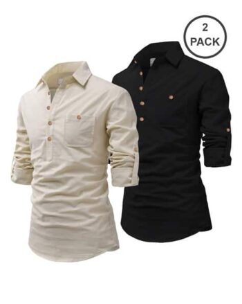 Pack of 2 Short Kurtas with Patch Pocket