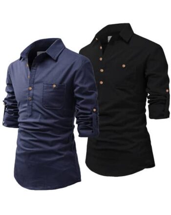Men Pack of 2 Slim Fit Short Kurtas