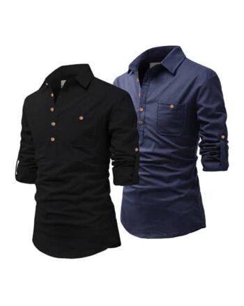 Men Pack of 2 Slim Fit Short Kurtas
