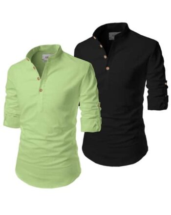 Pack of 2 Men Slim Fit Short Kurtas