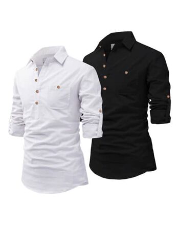 Men Pack of 2 Slim Fit Short Kurtas