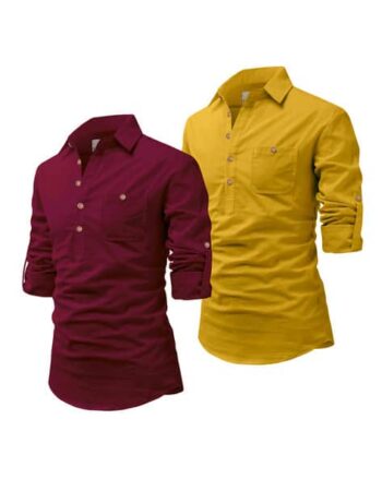 Pack of 2 Men Slim Fit Short Kurtas