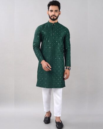 Embellished Silk Long Kurta