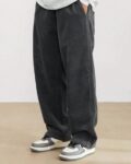 Solid Straight Fit Linen Blend Pull On Trousers