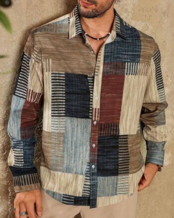 Men Windowpane Twill Checked Slim Fit Shirt