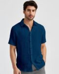 Men Regular Fit Shirt with Curved Hem