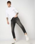 Men Mid-Wash Carrot Fit Jeans