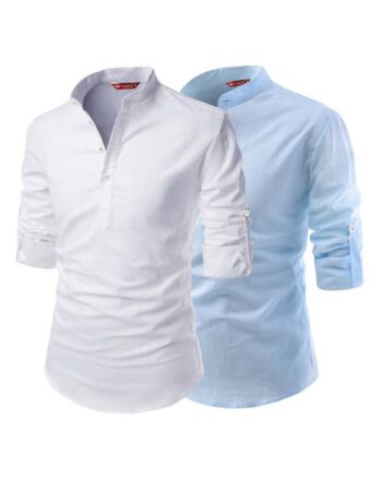 Men Pack of 2 Slim Fit Short Kurtas
