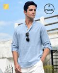 Pack of 2 Men Regular Fit Short Kurtas with Mandarin Collar