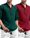 Pack of 2 Men Regular Fit Mandarin-Neck Kurtas