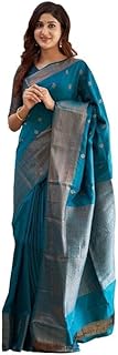 Yashika Women's Banarasi Kanjivaram Cotton Silk Jaquard Saree Printed Saree With Unstitched Blouse Material - Suitable For All Indian Occasions and Festivals