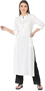 Pistaa's Women's Cotton Straight Fit Straight Kurta