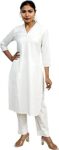 JAIPUR HAND BLOCK Womens HOLI WHITE COTTON Kurta Pant set (S88)