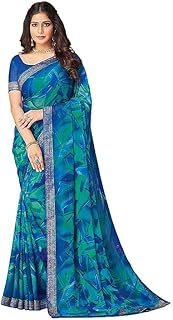 SIRIL Women's Lace & Printed Chiffon Saree with Blouse