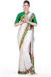 Uniform Sarees Corp Women's Independence Day Premium Soft Georgette Republic Day Saree (D.NO-138;Tricolor)