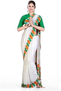 Uniform Sarees Corp Women's Independence Day Premium Soft Georgette Republic Day Saree (D.NO-138;Tricolor)