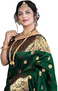 C J Enterprise Women's Pure Kanjivaram Silk Saree Soft Banarasi Style Wedding With Blouse Piece (Vruksh-51)