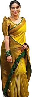 Yashika Women's Fancy Banarasi Kanjivaram Art Silk Saree with Blouse Pieces||Yellow Coloured Kanjivaram Saree|| AZ-YS-OG-YUKTI YELLOW