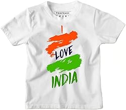 Baby & Sons Unisex Independence Day Dress | Republic Day White Printed T-Shirts for Kids | Girl | Boy | Baby | VMataram T-Shirts with Handcuff for Infants and Kids