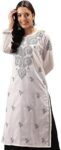 Ada Women's Pure Cotton Regular Fit Casual Hand Embroidery Lucknowi Chikankari Kurti Regular Kurta A197461