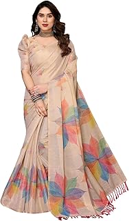 Yashika Women's Chanderi Floral Digital Print Chandheri Saree with Unstitched Blouse Material