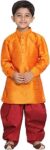 JBN Creation Vastramay Boy's Cotton Silk Blend Pathani Style Kurta and Patiyala Dhoti Set (Orange, 13-14 Years, VASnBUK001ORnCDMA)