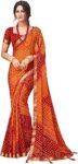 SIRIL Women's Bandhani Printed Chiffon Saree with Blouse