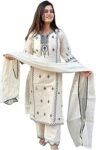 GoSriKi Women's Rayon Blend Straight Embroidered Kurta with Pant & Dupatta