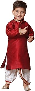 AJ DEZINES Kids Silk Blend Full Sleeve Solid Dhoti Kurta Set for Boys - Ethnic Wear | Traditional | Festival Wear for boys - Regular Fit