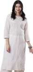 Ada Women's Cotton Regular Fit Tunic Lucknow Chikankari Kurta Hand Embroidered Kurti A332395