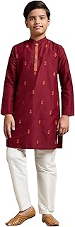 Amazon Brand - Symbol Boy's Festive Embellished Red Kurta & Pajama Set