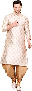 Over Crowd Men Ethnic Gold Leaves 100% pure Jacquard Kurta & Aladdin salwar special for Lohri & New Year, In Panjabi Style
