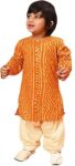 Vastramay Boys' Bandhani Kurta and Patiala Set – Traditional Cotton Ethnic Wear for Infants, Perfect for Weddings and Festive Occasions