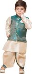 AJ DEZINES Kids Dhoti Kurta Set for Boys | Ethnic Wear for Kids | Cotton Full Sleeve Boy Ethnic Outfit | Kids Wear for Weddings & Festivals | Stylish Kids Boys Dress with Woven Waistcoat