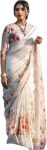 Sidhidata Women's Printed Linen Cotton Saree With Unstitched Blouse Piece (ST ChuiMui White_White_Free Size)