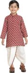 PEKABU Kurta Dhoti for Kids Boy, Animal Printed Pure Cotton Kurta with Elastic Waist Dhoti Set - Traditional Dress for Baby Boy