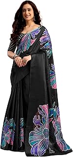 SIRIL Women's Cotton Printed Saree With Unstitched Blouse Piece