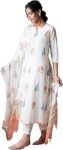GoSriKi Women's Cotton Blend Straight Printed Kurta with Pant & Dupatta